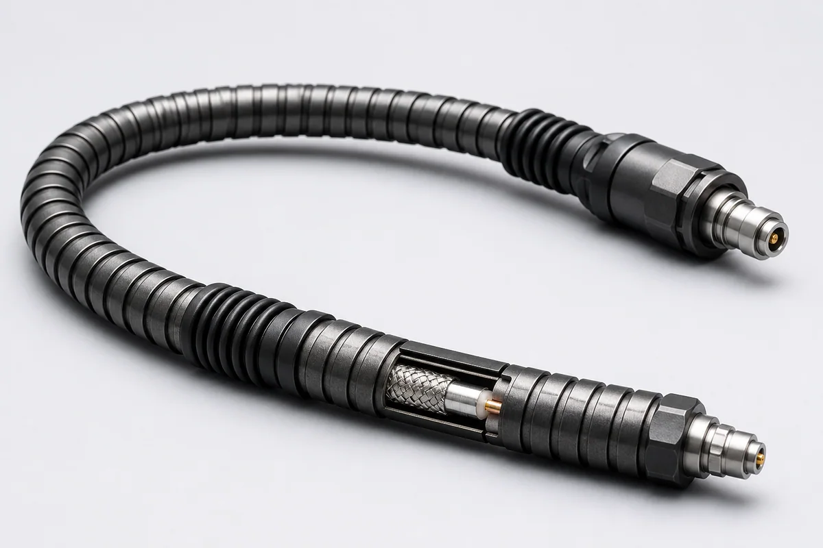 Ruggedized microwave RF test cable assembly